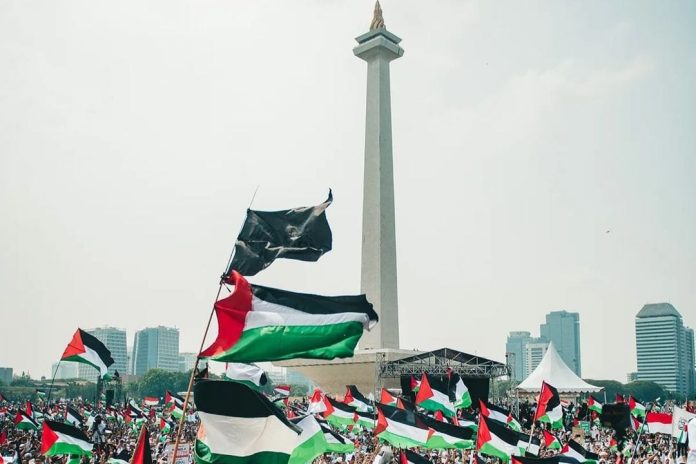 Potret aksi bela Palestina di Jakarta. Sumber. Dok: Ig @sigpras